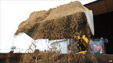 Rock salt being loaded