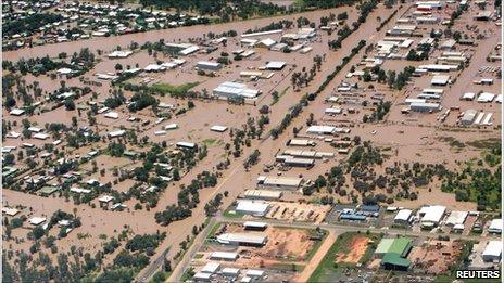 Flooded streets in Emerald, Queensland