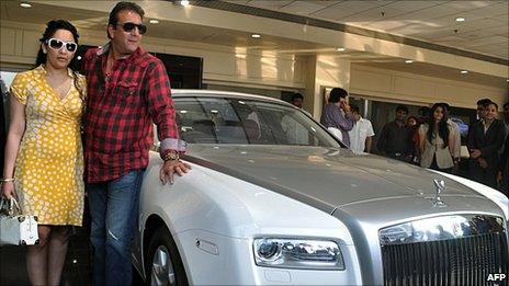 Bollywood actor Sanjay Dutt buys a Rolls Royce Ghost model car to his wife Manyata Dutt on 29 November, 2010