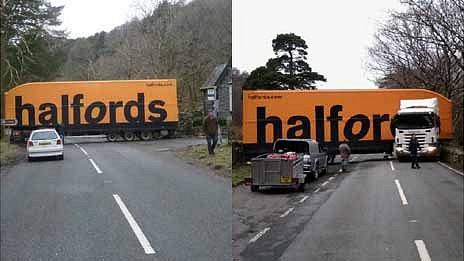 Lorry stuck at at Beddgelert