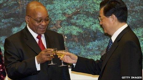 South Africa President Jacob Zuma and China President Hu Jintao