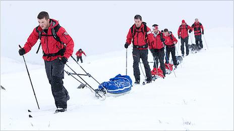 Steve Young, from Tonypandy, leading the Walking with the Wounded team during a training exercise in Norway