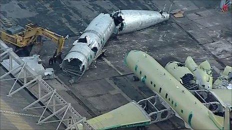 Overhead shot of scrapped Nimrod aircraft