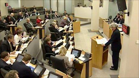 The Senedd when it half the AMs were women