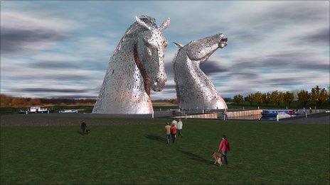 Computer-generated image of the horse head sculptures (courtesy of the Helix Trust)