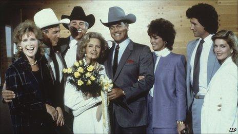 The cast of Dallas in 1984