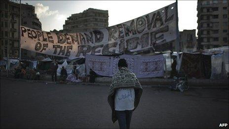 Protesters in Tahrir Square, Cairo, 8 February 2011