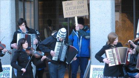 Demonstration outside Highland Council's HQ