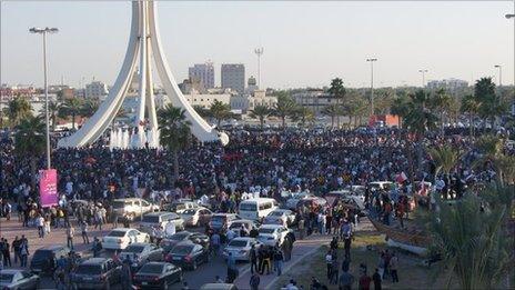 Protest at Pearl Roundabout, Manama, 15 Feb