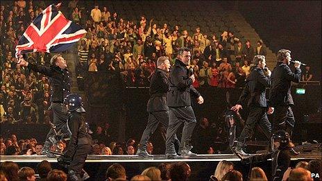 Take That perform at the Brits