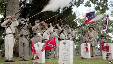 Sons of Confederate Veterans at a memorial service in 2006 in Fort Smith, Arkansas