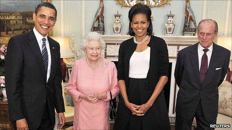 The Obamas with the Queen and Prince Phillip