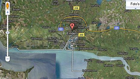 Emden as shown on Google Maps - grab