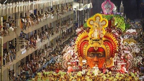 Salgueiro samba school parades at the sambardrome in Rio during the 2010 Carnival