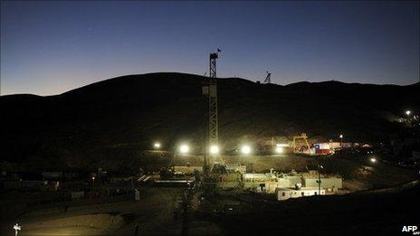 San Jose mine at night