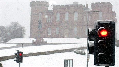 Snow shower in Inverness