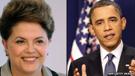 Dilma Rousseff(left), Barack Obama (right)