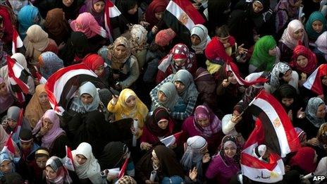 Egyptian women in Tahrir Square on 18 February