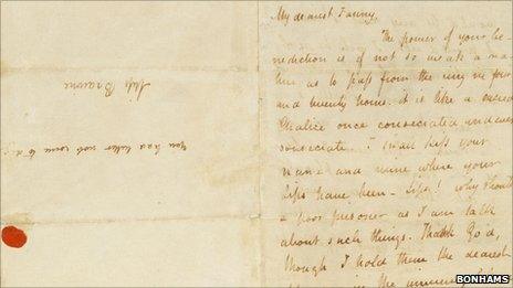 Poet John Keats love letter