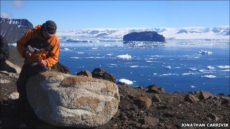 British Antarctic Survey field assistant Alan Hill in Antarctica