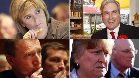 (Clockwise from top left) Nicola Sturgeon, Iain Gray, Tavish Scott and Annabel Goldie