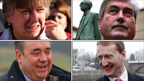 (Clockwise from top left) Annabel Goldie, Iain Gray, Alex Salmond and Tavish Scott