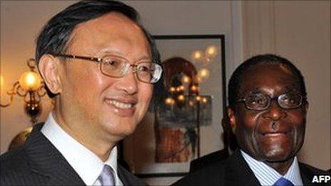 Chinese minister meeting President Mugabe