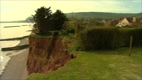 A Sidmouth garden affected by erosion