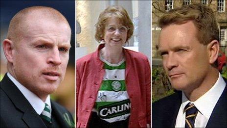 Neil Lennon (L), Trish Godman and Paul McBride QC