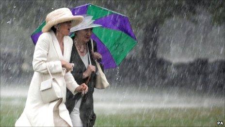 Women with umbrella in rain