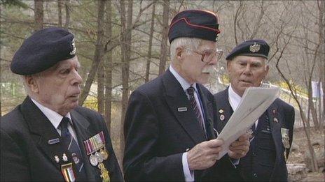 Gloucestershire Regiment veterans pay tribute to their fallen comrades at the Gloster Valley Battle Monument