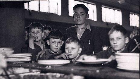 Boys queuing up in dining hall (c) Coram in the care of the Foundling Museum