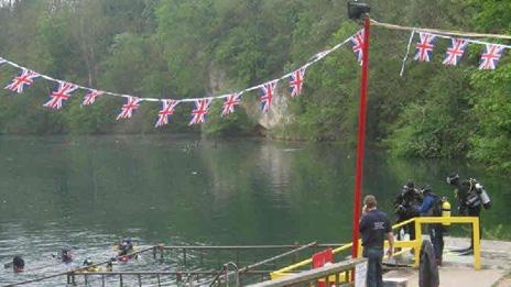 Dosthill Quarry with royal party bunting