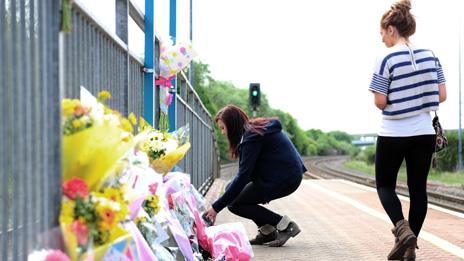 Flowers being laid