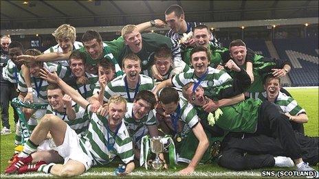Celtic's Under 19s celebrate their cup success
