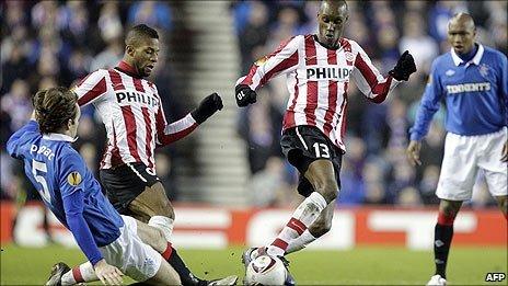 The singing occurred during Rangers' match against PSV Eindhoven