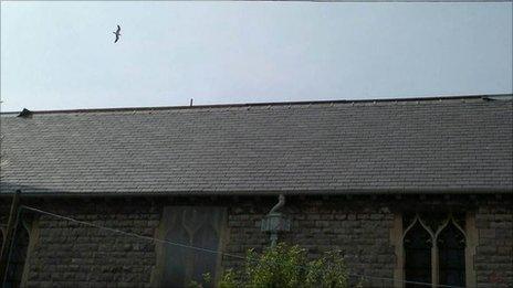 The church roof from where lead has been stripped