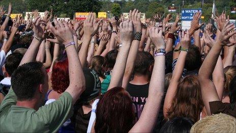 Concert goers at Reading Festival