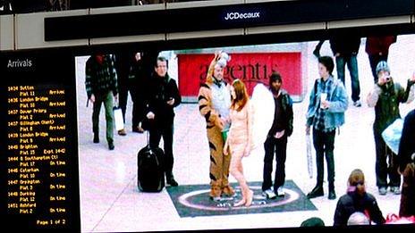 A photo of Lynx's 'Angel Ambush' stunt in London's Victoria Station