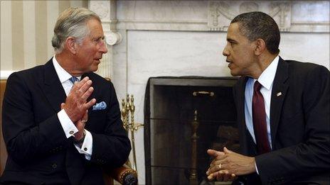 Prince Charles and Barack Obama in the Oval Office