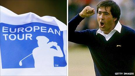 European Tour logo (left) and Seve Ballesteros