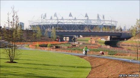 View from the Parkland area in the Olympic Park