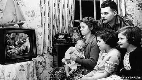 Family watching television