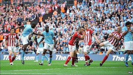 Yaya Toure smacks the ball in from 10 yards out to give City the lead