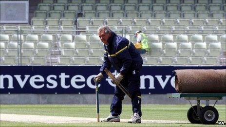 Warwickshire's head groundsman Steve Rouse