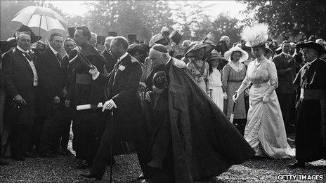 King George V and Queen Mary in Maynooth, Co Kildare during a visit to Ireland in July 1911