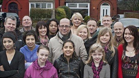 Nick Robinson and residents of the street