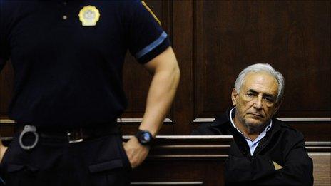 Dominique Strauss-Kahn and guard in Manhattan court 16 May 2011