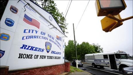 A view of the entrance of Rikers Island penitentiary complex where IMF head Dominique Strauss-Kahn is being held, in New York, 17 May 2011