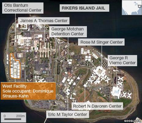 Labelled view of Rikers Island Jail